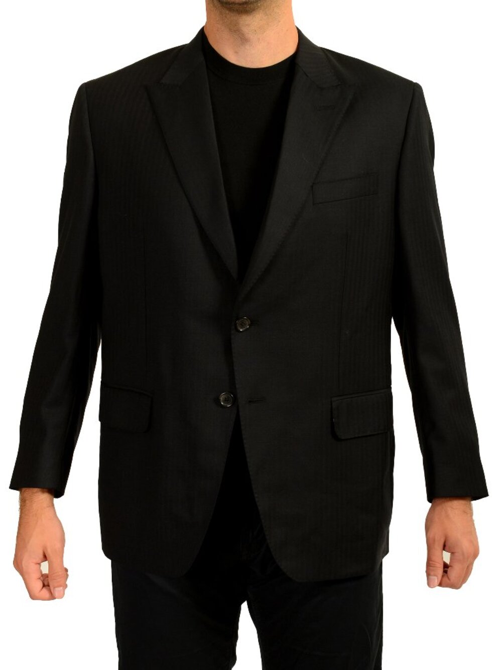 Hugo Boss Men's Black Striped 100% Wool Sport Coat Blazer US 46S IT 56S